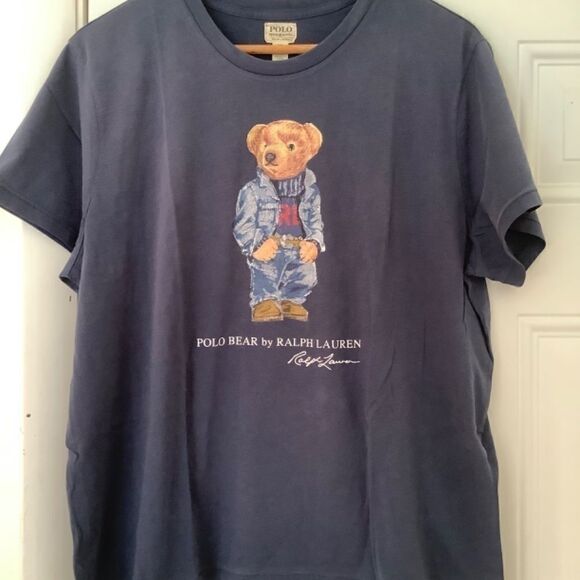 NWT Polo RALPH LAUREN BEAR DENIM BLUE T-SHIRT SHORT SLEEVES SIZE US XXL … - Picture 6 of 13